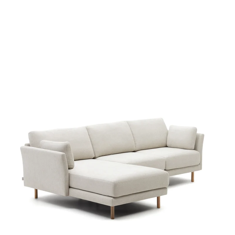 Gilma 3 Seater with Chaise - Pearl Chenille & Natural Legs