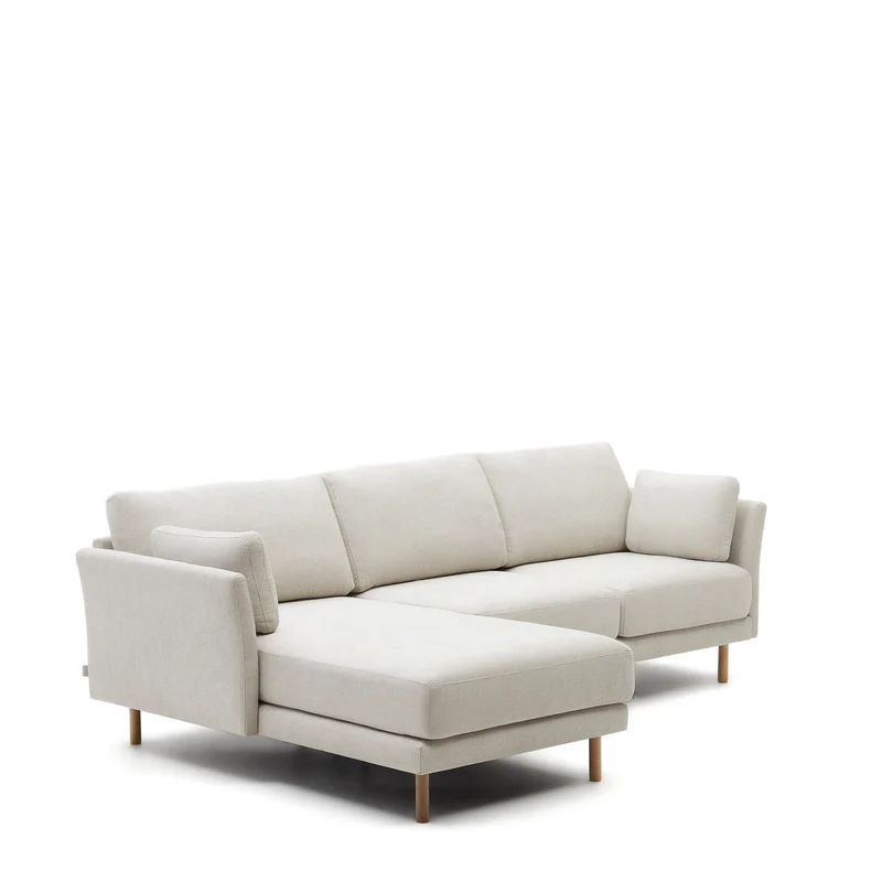 Gilma 3 Seater with Chaise - Pearl Chenille & Natural Legs