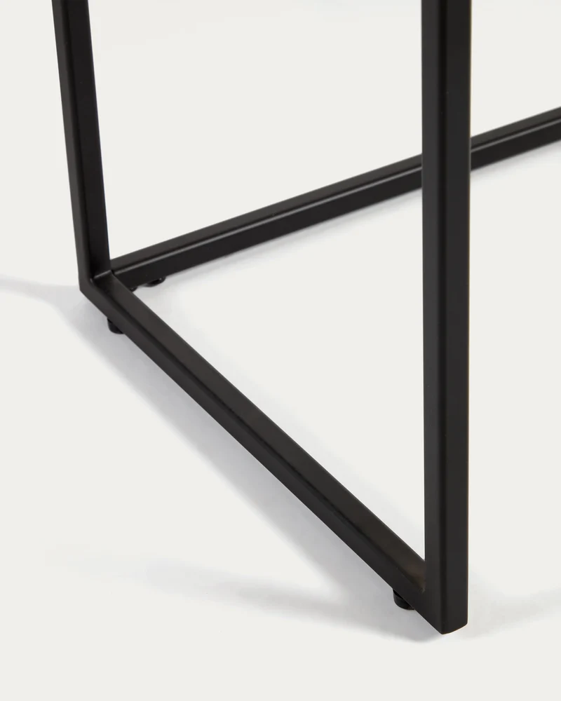Yoana console table with oak wood veneer and painted black metal structure, 120 x 80 cm