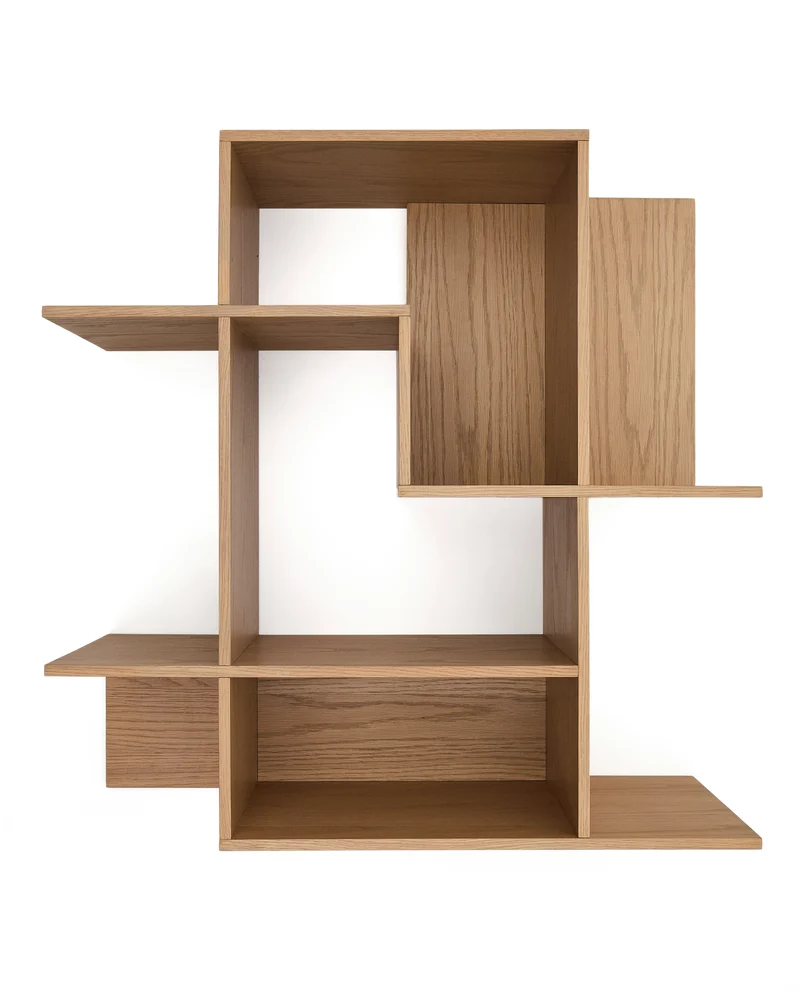 Ina modular shelving unit in oak veneer with natural finish 80 x 80cm FSC 100%