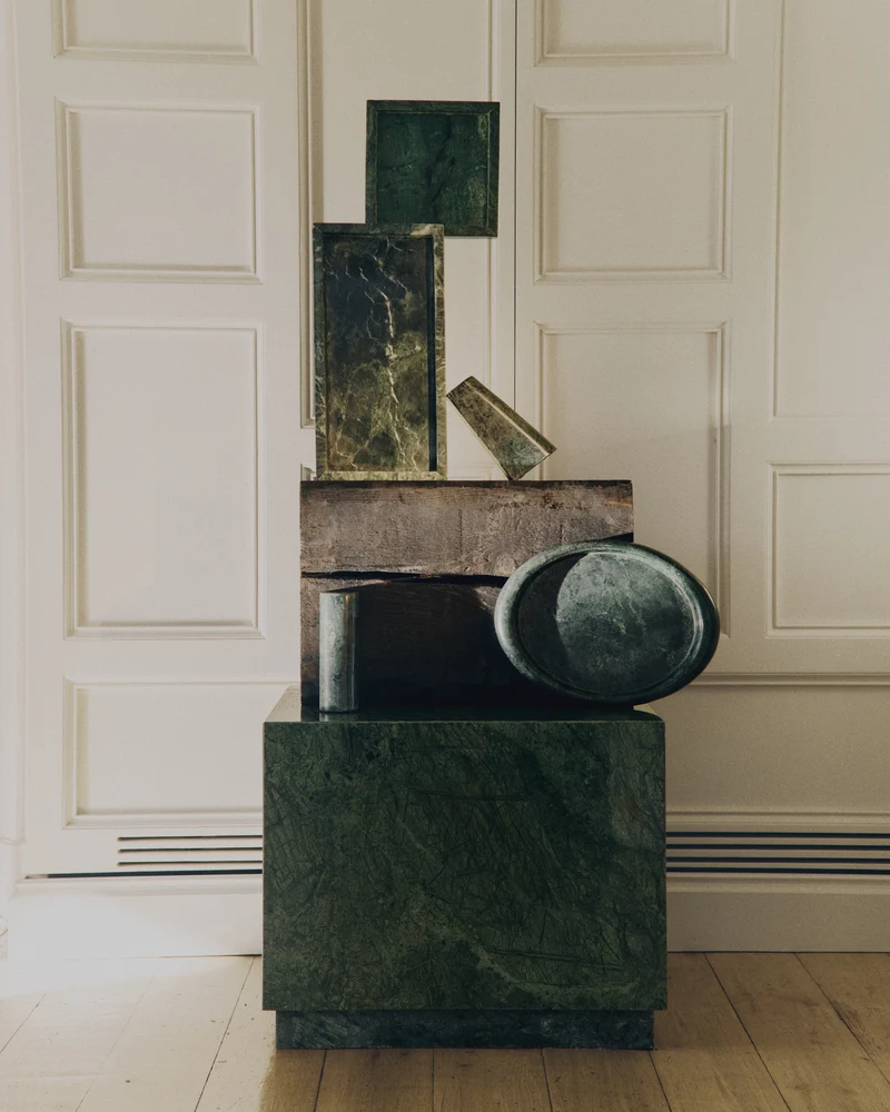 Lenorel Tray in Green Marble - Small