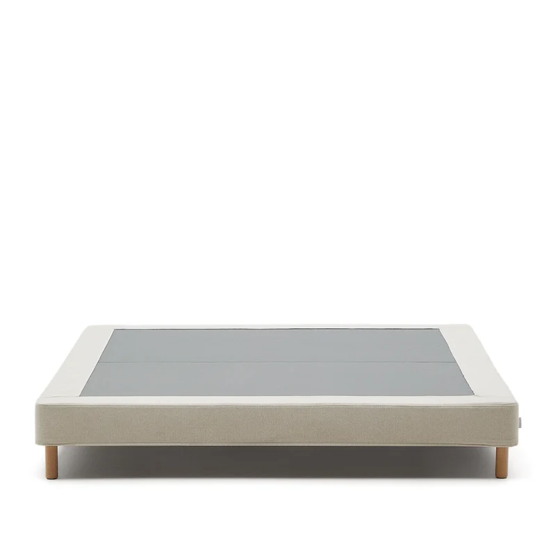Ofelia base with ecru removable cover and solid beech wooden legs for a 180 x 200 cm mattress FSC Mix Credit
