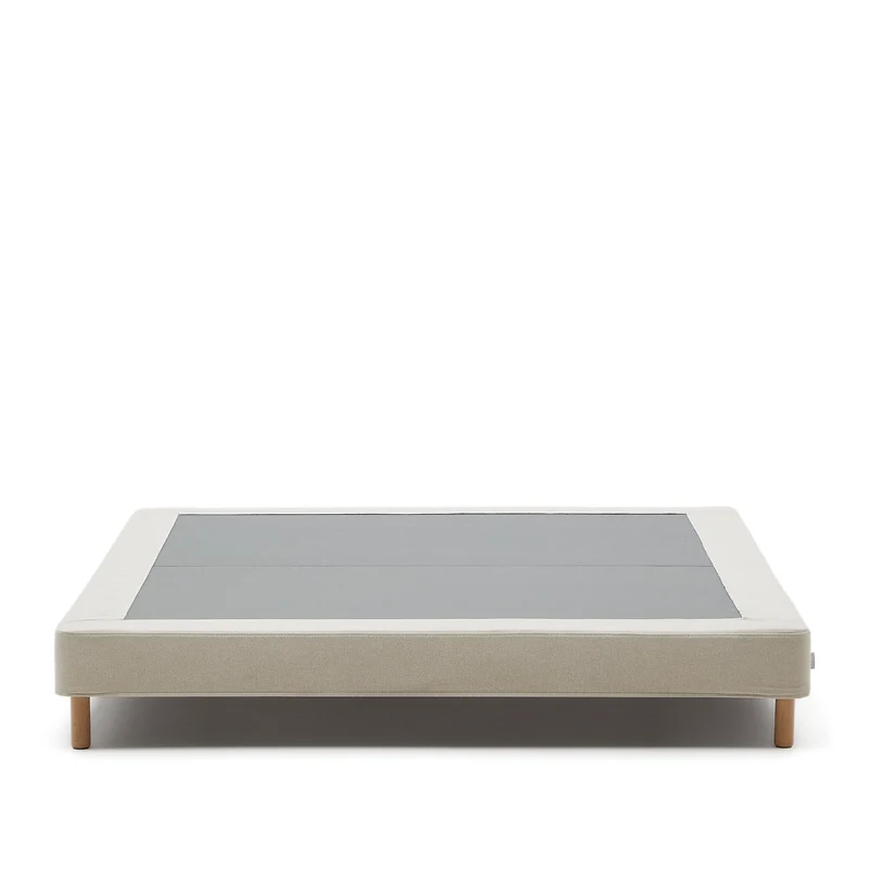 Ofelia base with ecru removable cover and solid beech wooden legs for a 180 x 200 cm mattress FSC Mix Credit