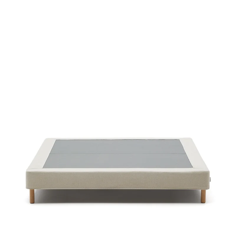 Ofelia base with ecru removable cover and solid beech wooden legs for a 160 x 200 cm mattress