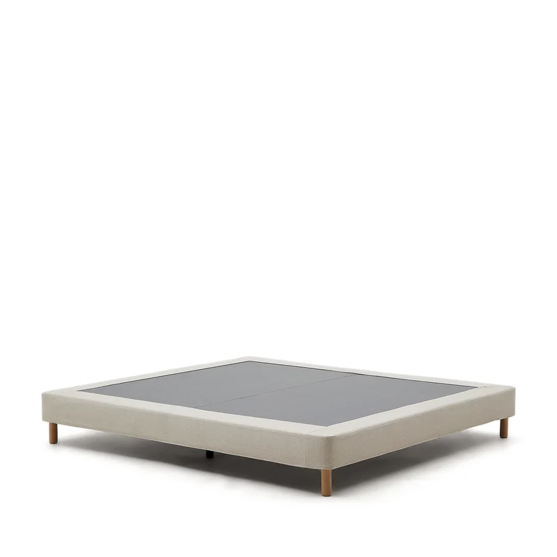 Ofelia base with ecru removable cover and solid beech wooden legs for a 160 x 200 cm mattress