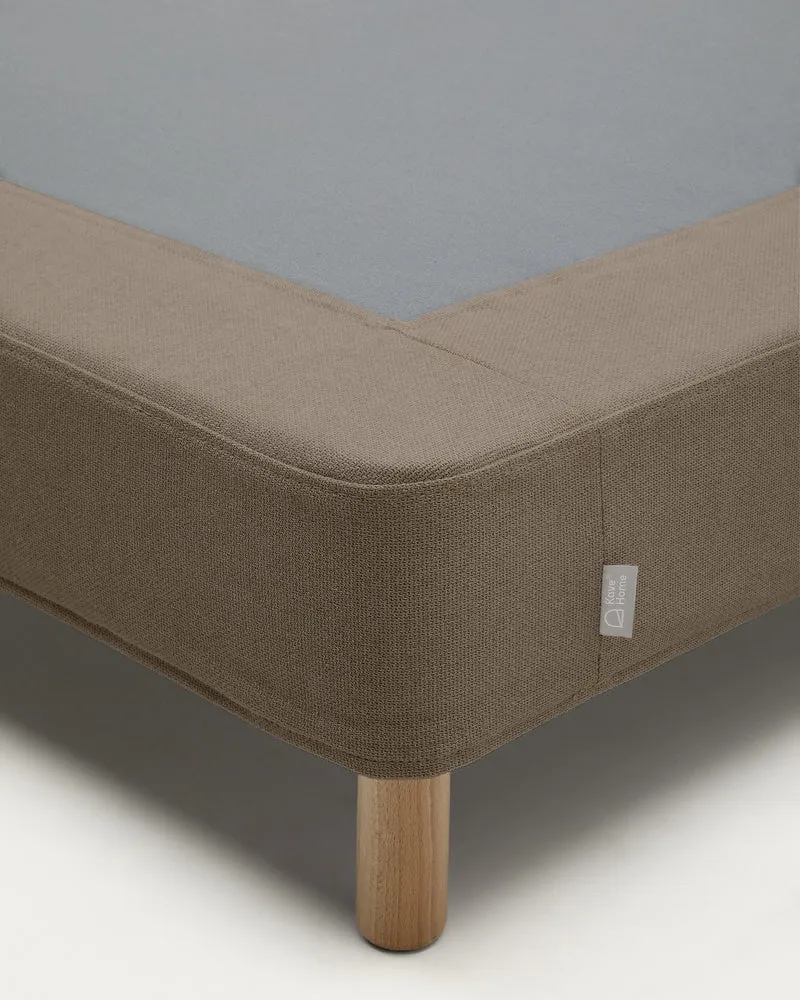 Ofelia brown base with removable cover and solid beech wood legs for 160 x 200cm mattress
