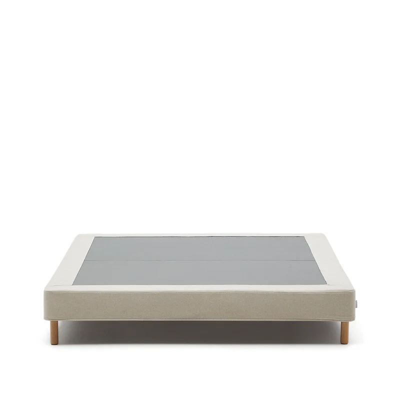 Ofelia base with ecru removable cover and solid beech wooden legs for a 150 x 190 cm mattress FSC Mix Credit