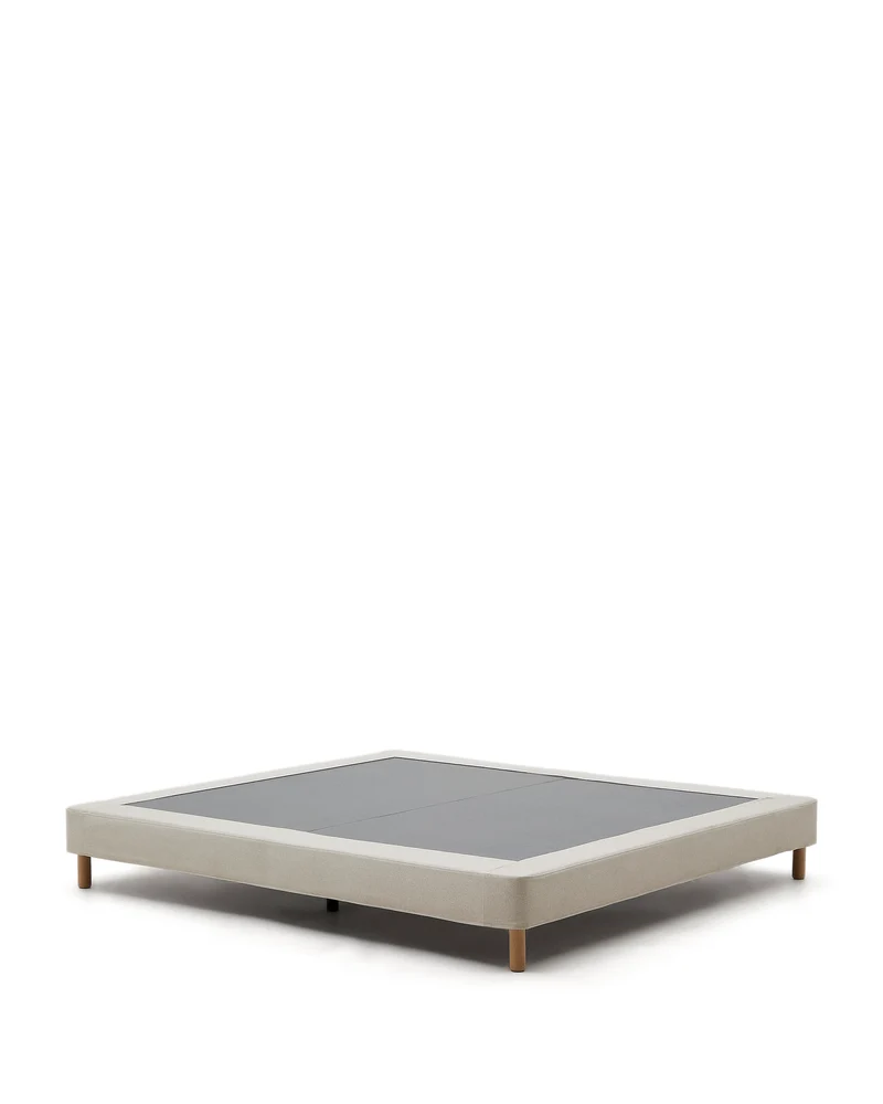Ofelia base with ecru removable cover and solid beech wooden legs for a 150 x 190 cm mattress FSC Mix Credit