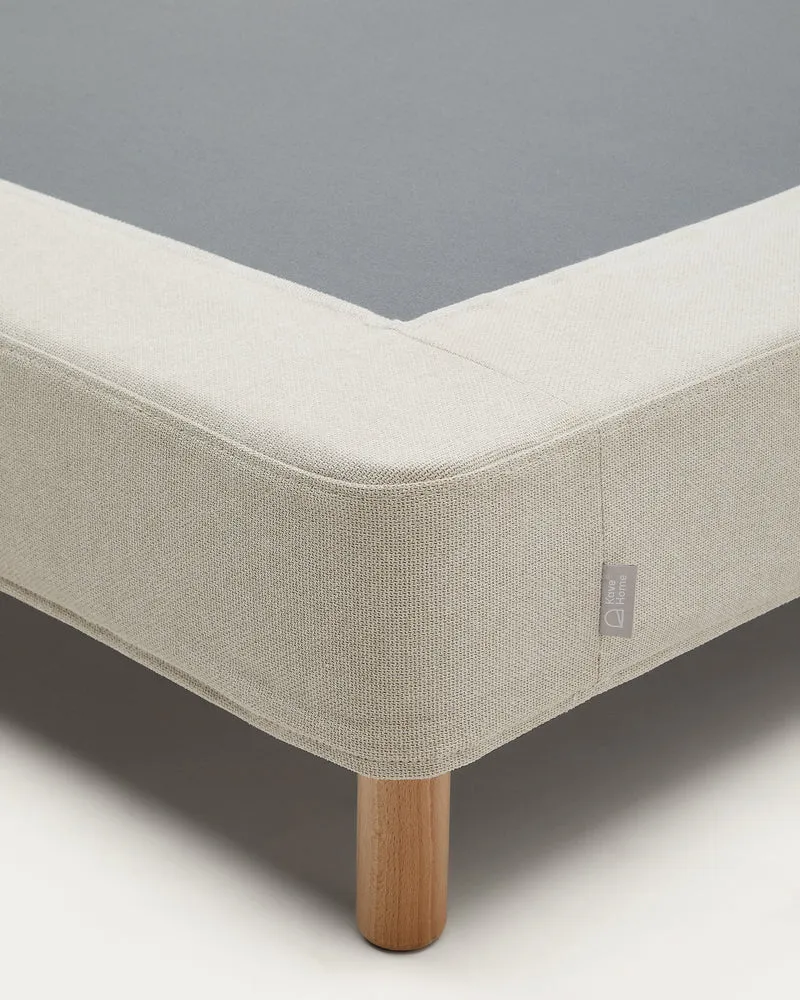 Ofelia base with ecru removable cover and solid beech wooden legs for a 150 x 190 cm mattress FSC Mix Credit