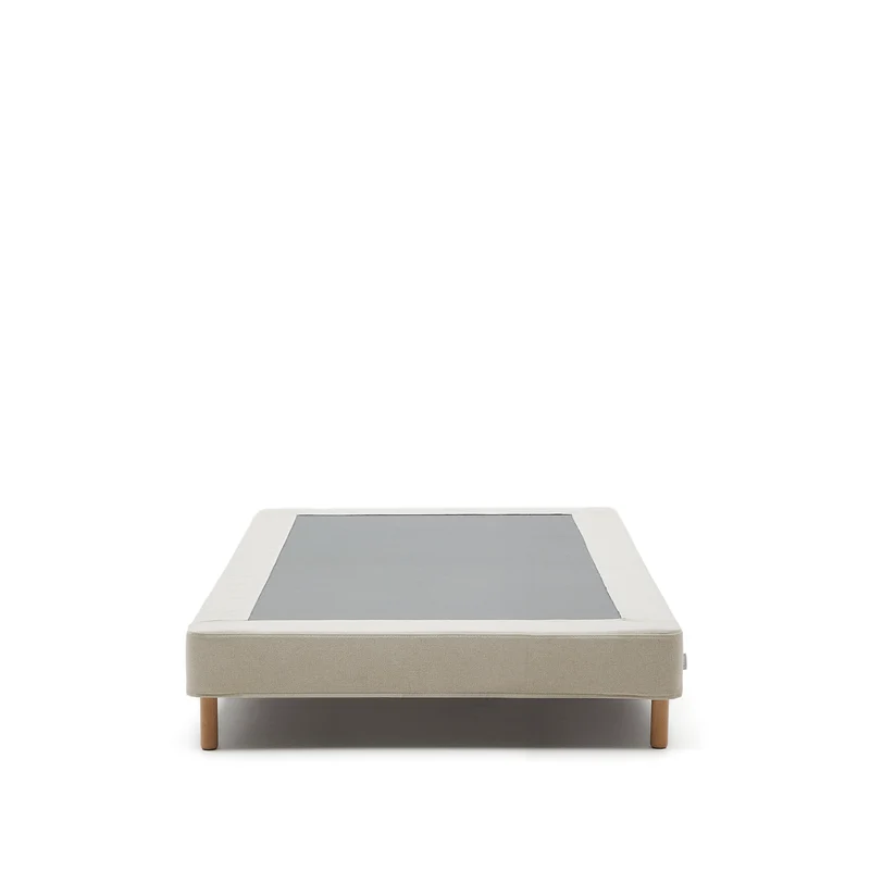 Ofelia base with ecru removable cover and solid beech wooden legs for a 90 x 200 cm mattress FSC Mix Credit
