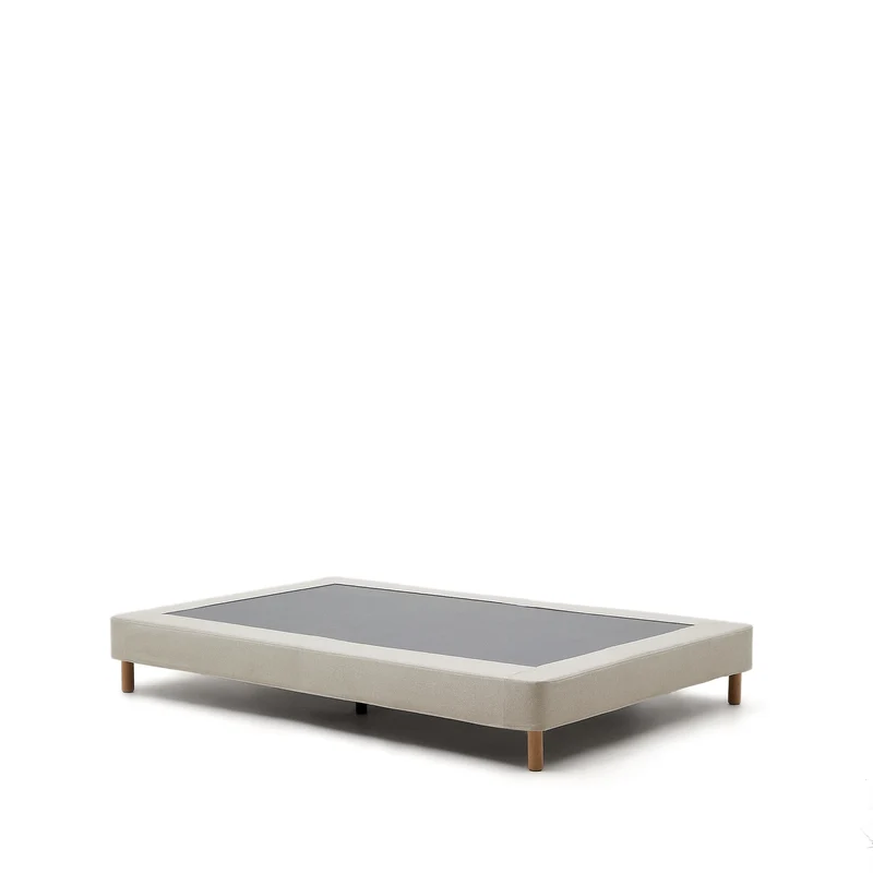 Ofelia base with ecru removable cover and solid beech wooden legs for a 90 x 200 cm mattress FSC Mix Credit