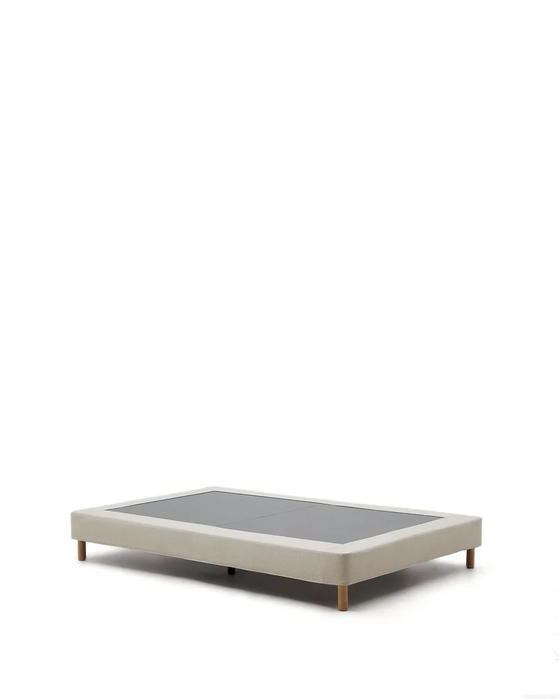 Ofelia base with ecru removable cover and solid beech wooden legs for a 90 x 200 cm mattress FSC Mix Credit