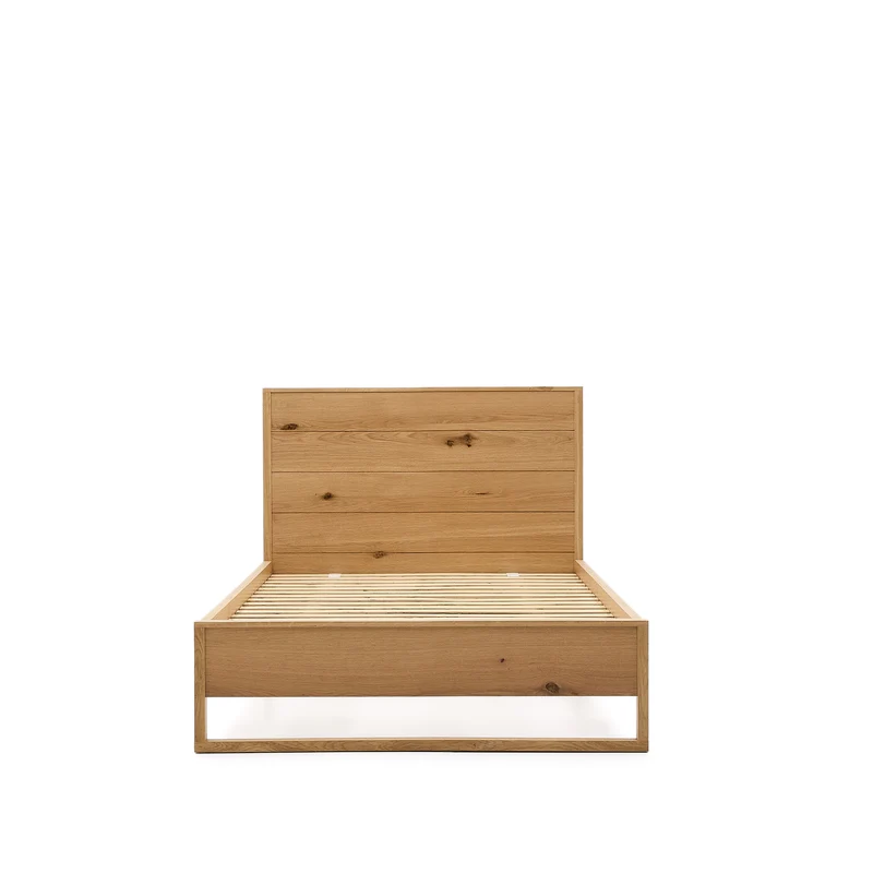 Alguema bed in oak veneer with natural finish for 90 x 190cm mattress