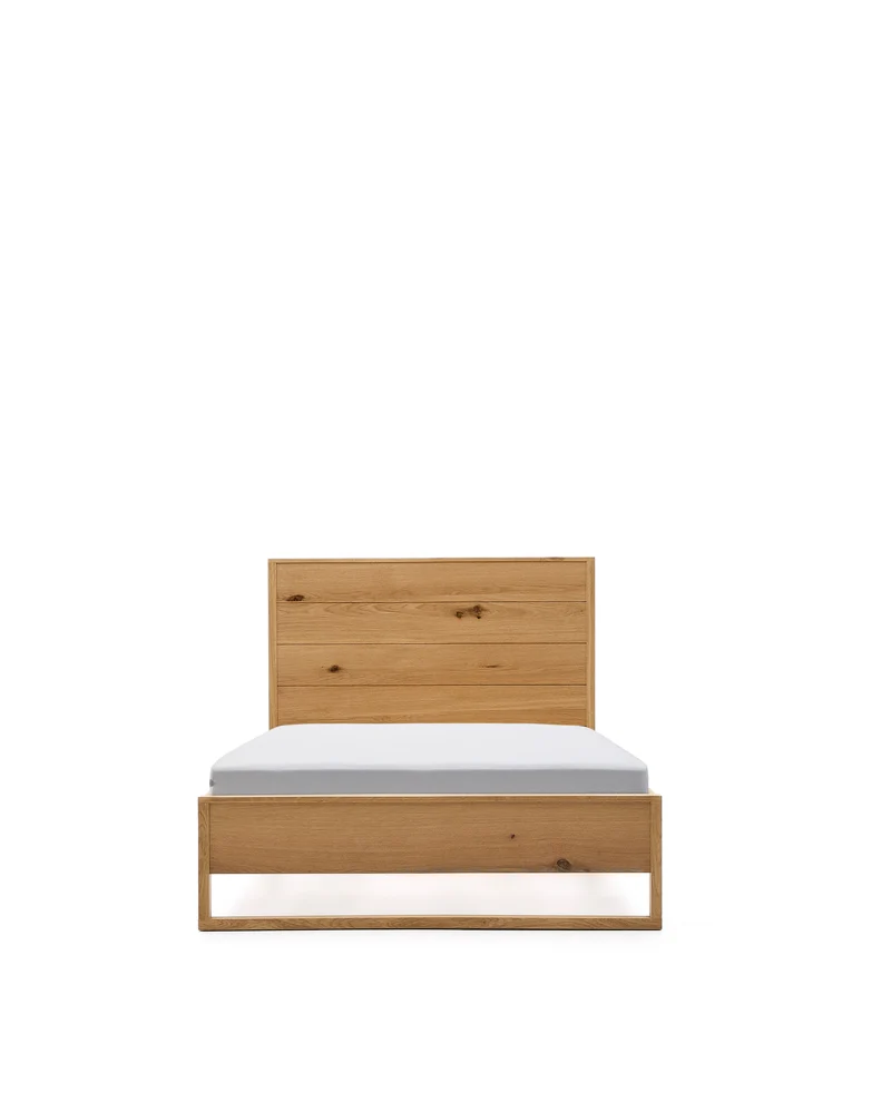 Alguema bed in oak veneer with natural finish for 90 x 190cm mattress