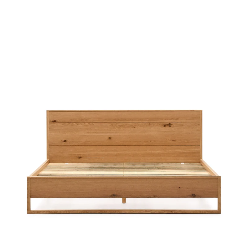 Alguema bed in oak veneer with natural finish for 180 x 200cm mattress