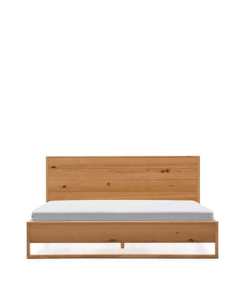 Alguema bed in oak veneer with natural finish for 180 x 200cm mattress