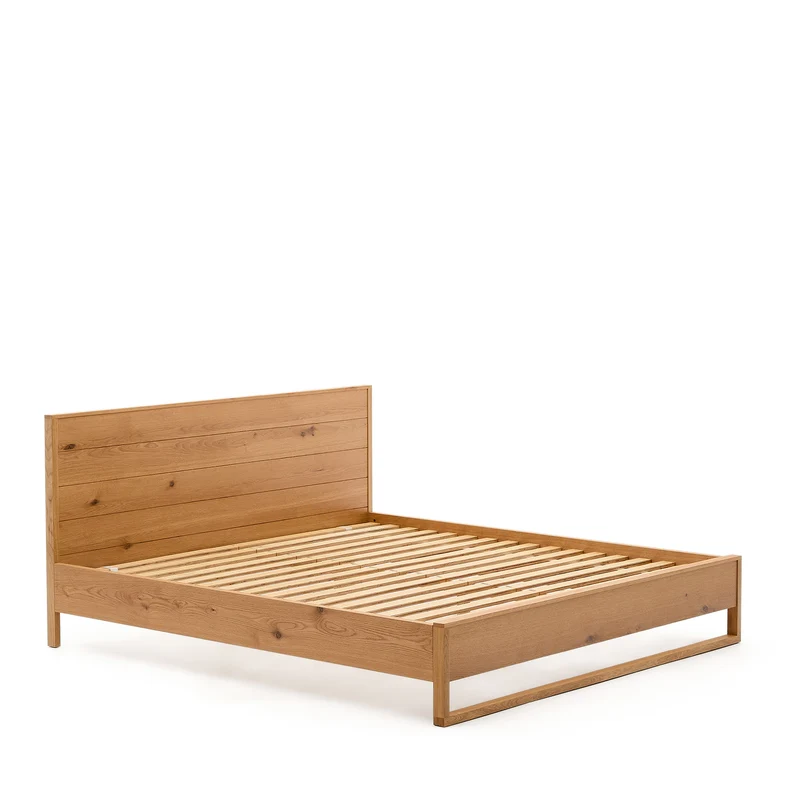 Alguema bed in oak veneer with natural finish for 180 x 200cm mattress