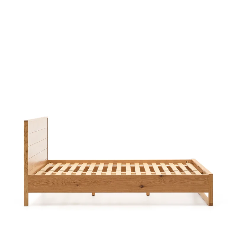 Alguema bed in oak veneer with natural finish for 180 x 200cm mattress