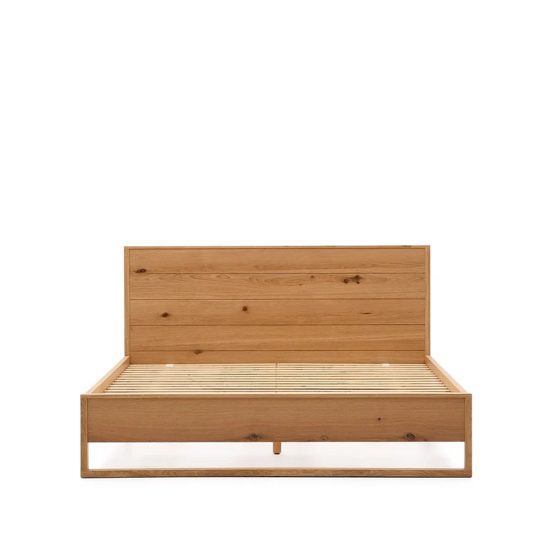 Alguema bed in oak veneer with natural finish for 160 x 200cm mattress