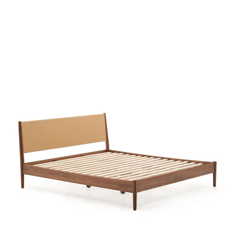 Elan bed in veneer and solid walnut wood with cord mattress 180 x 200 cm FSC Mix Credit