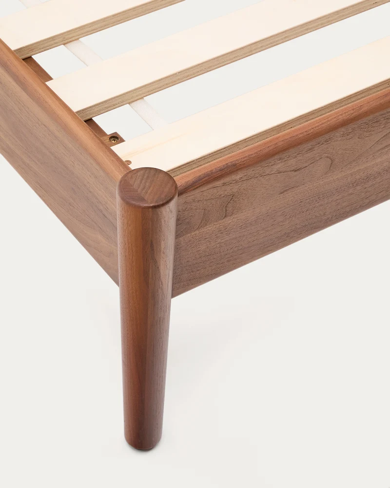 Elan bed in veneer and solid walnut wood with cord mattress 180 x 200 cm FSC Mix Credit