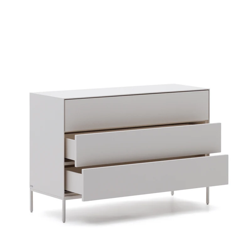Vedrana 3-drawer chest of drawers white lacquered MDF 110 x 75 cm