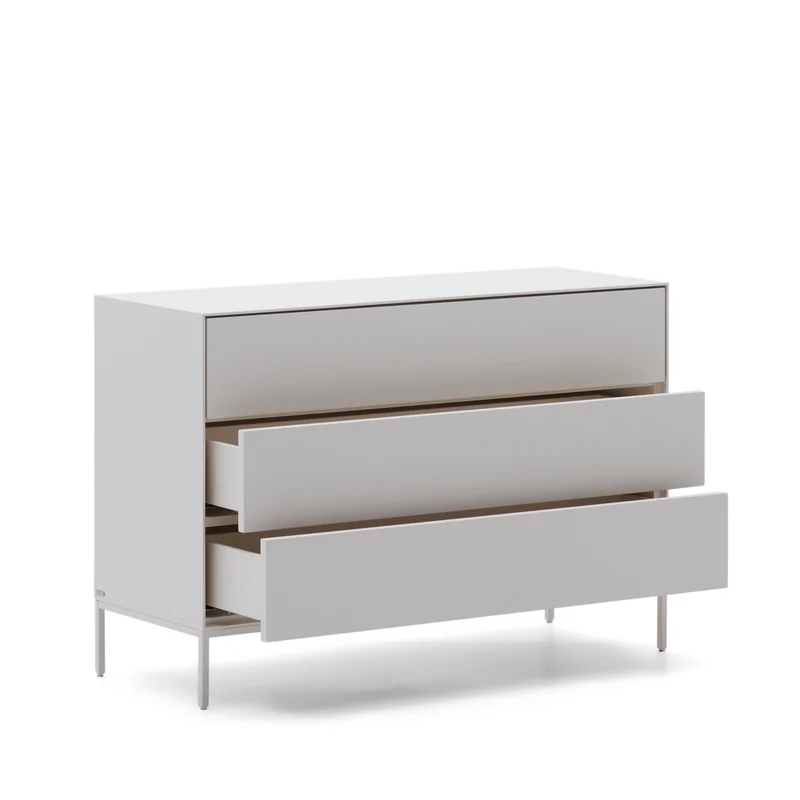 Vedrana 3-drawer chest of drawers white lacquered MDF 110 x 75 cm