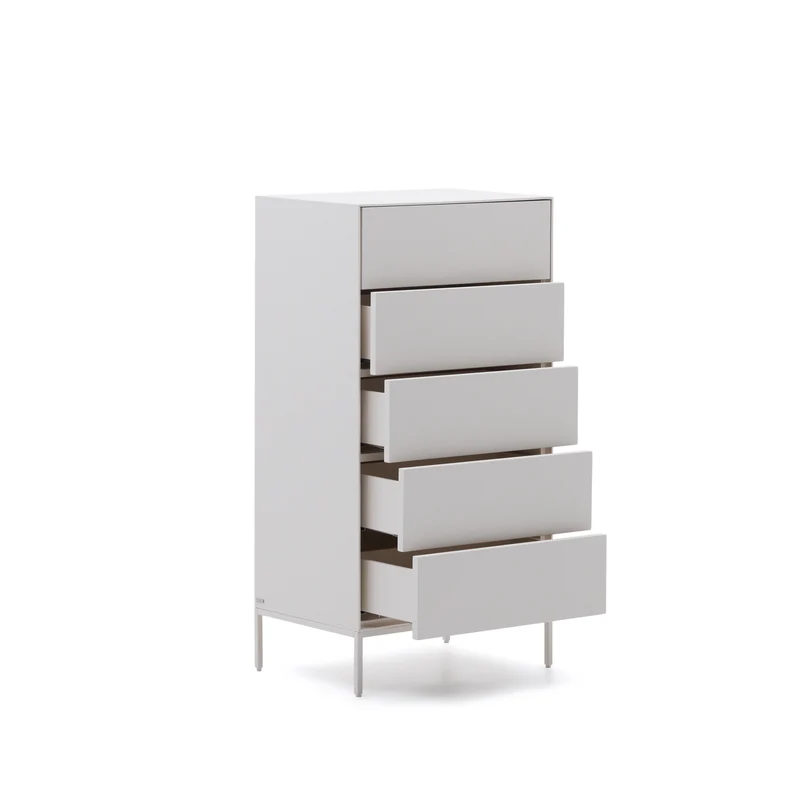 Vedrana 5-drawer chest of drawers white lacquered MDF 60 x 114 cm