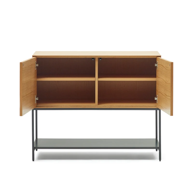 Vedrana 2 door sideboard in oak veneer with steel legs, 98 x 80 cm