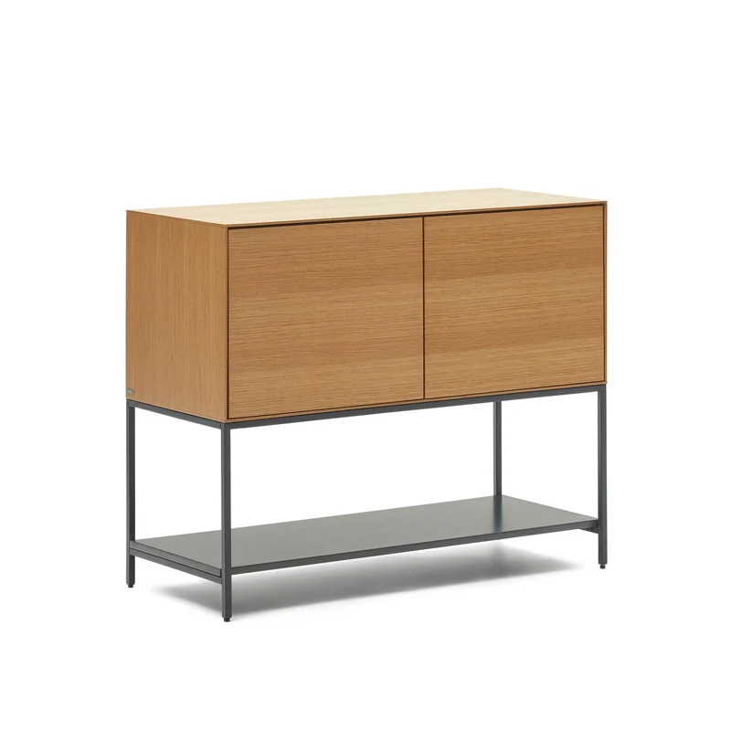Vedrana 2 door sideboard in oak veneer with steel legs, 98 x 80 cm