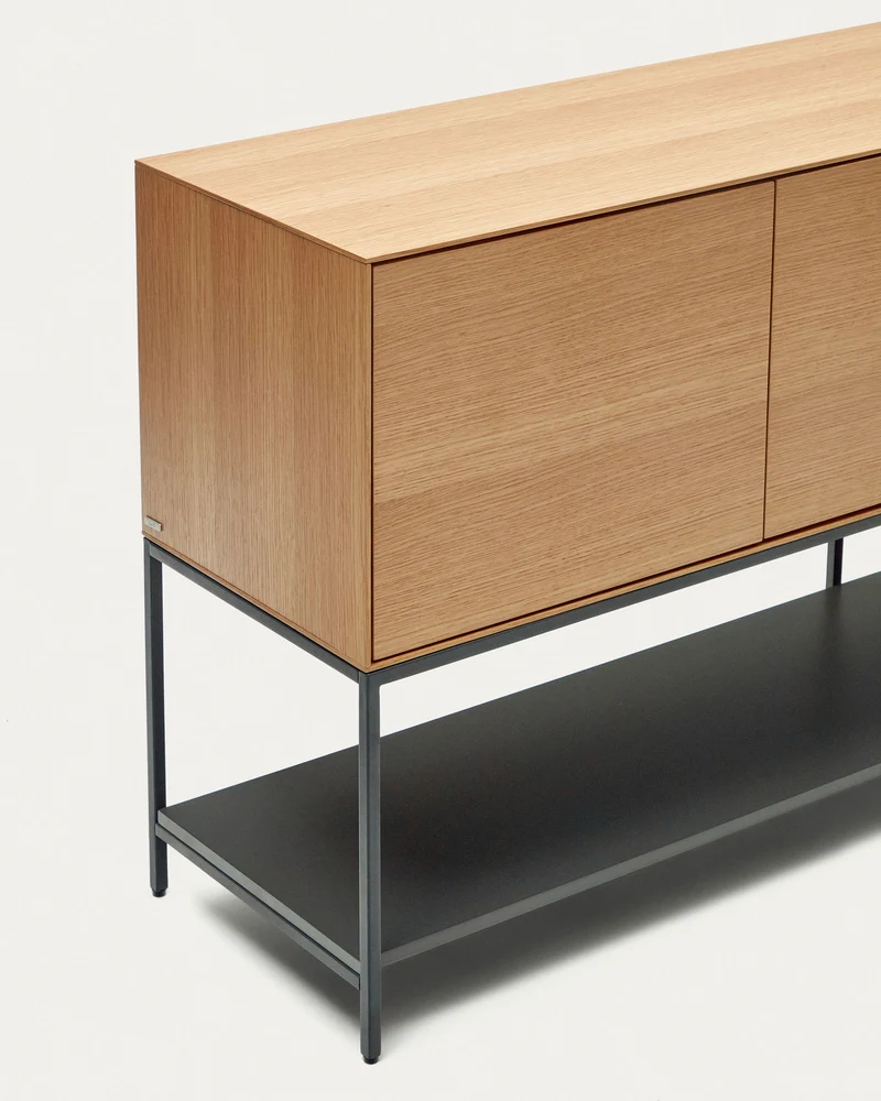 Vedrana 2 door sideboard in oak veneer with steel legs, 98 x 80 cm