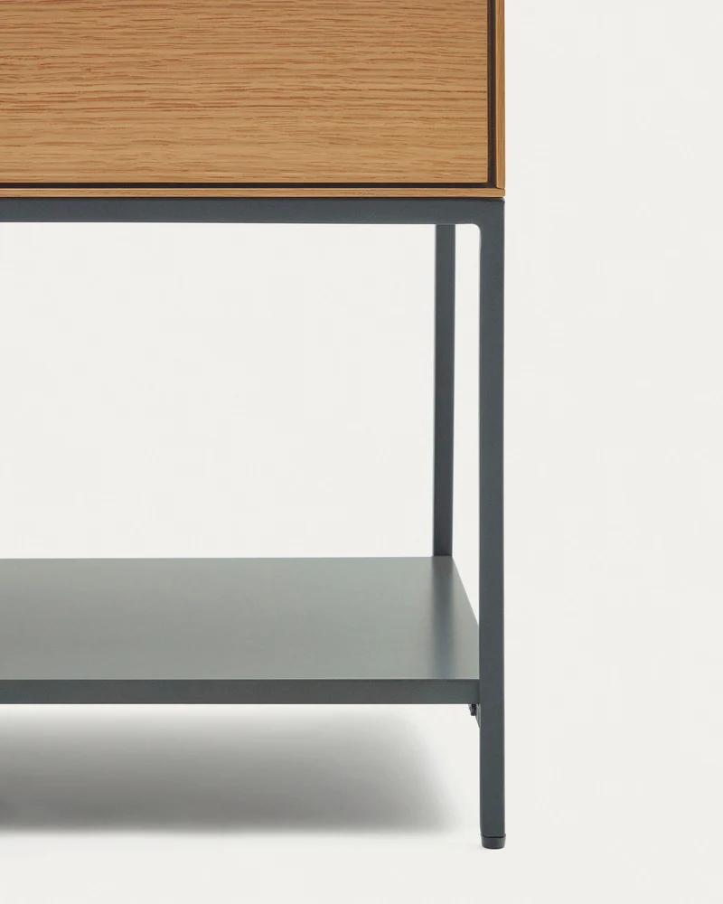 Vedrana 2 door sideboard in oak veneer with steel legs, 98 x 80 cm