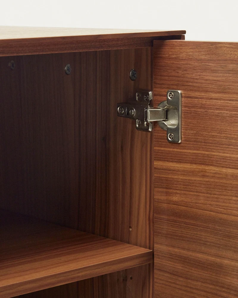 Vedrana 4 door tall sideboard in walnut veneer with steel legs, 97.5 x 160 cm