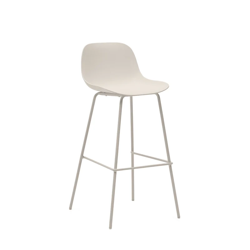 Altea beige stool with beige-finished steel legs 75 cm