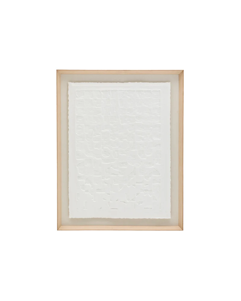Annia white, papier mâché picture, 90 x 70 cm