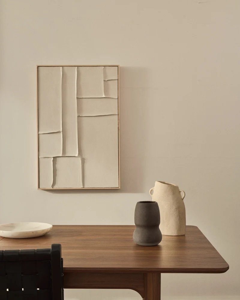 Klis white linen picture with geometric shapes, 60 x 90 cm
