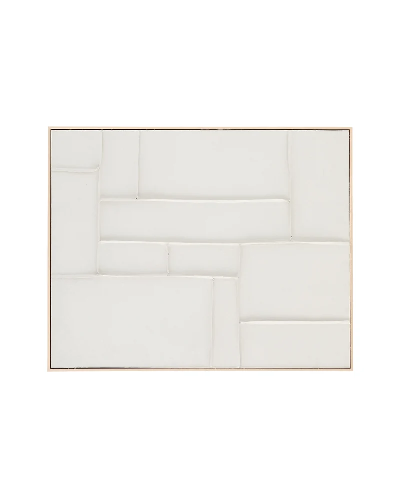 Klis white linen picture with geometric shapes, 80 x 100 cm