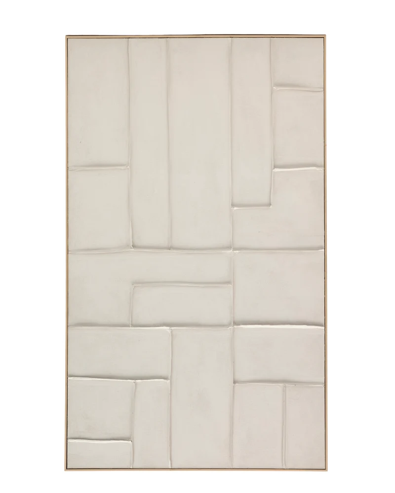 Klis white linen picture with geometric shapes, 120 x 200 cm