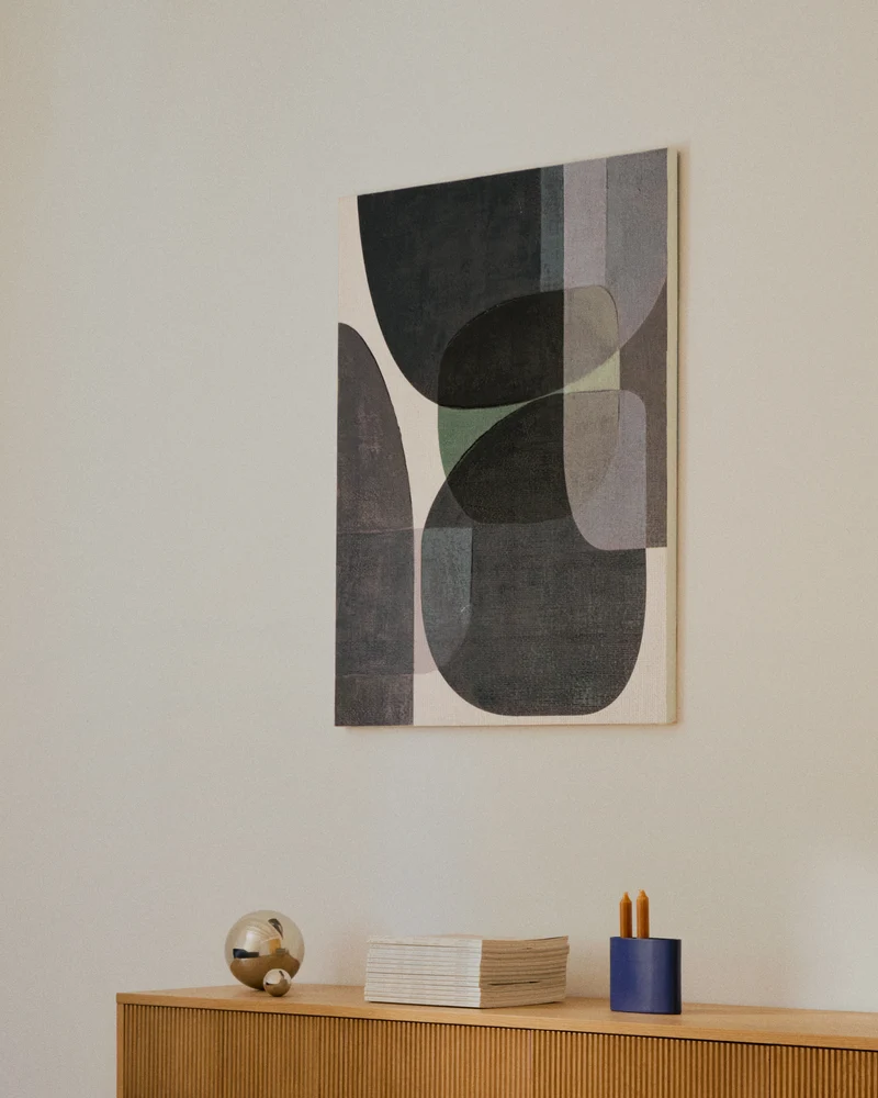 Nemsa blue and green abstract canvas, 100 x 80 cm