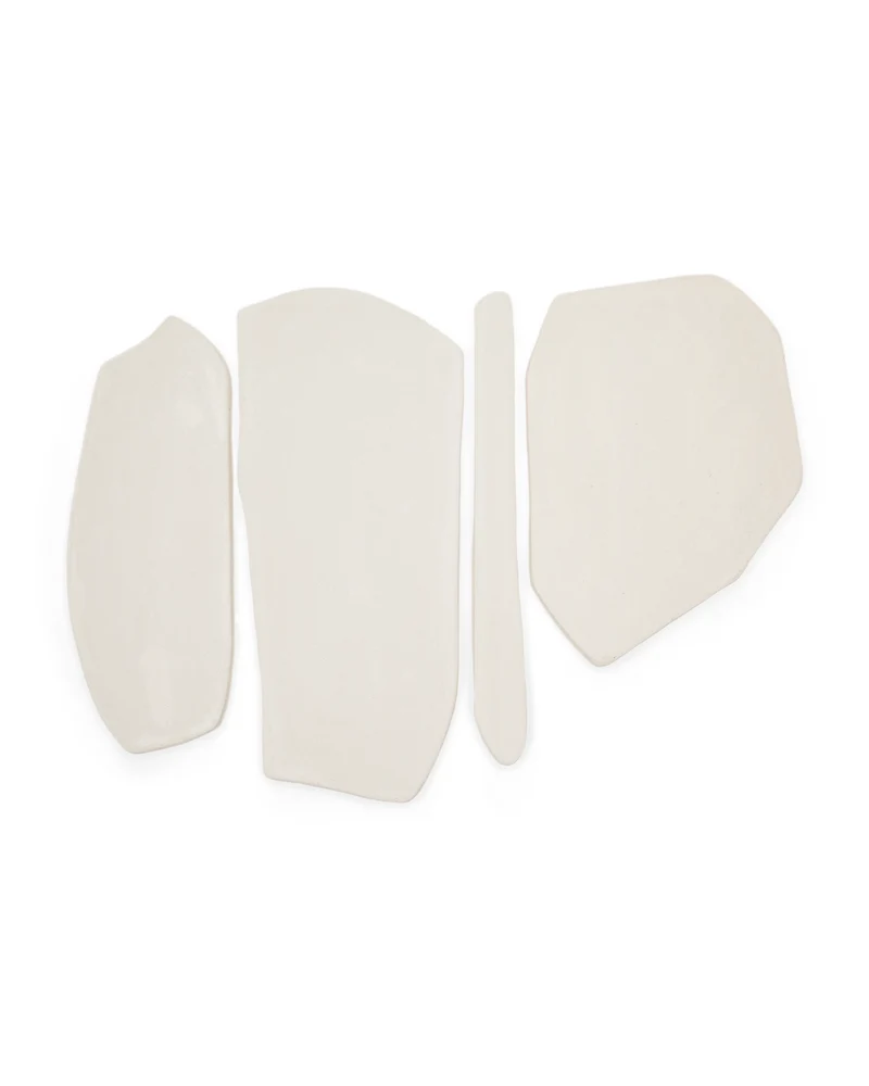 Siluna set of 4 wall panels in white papier-mâché