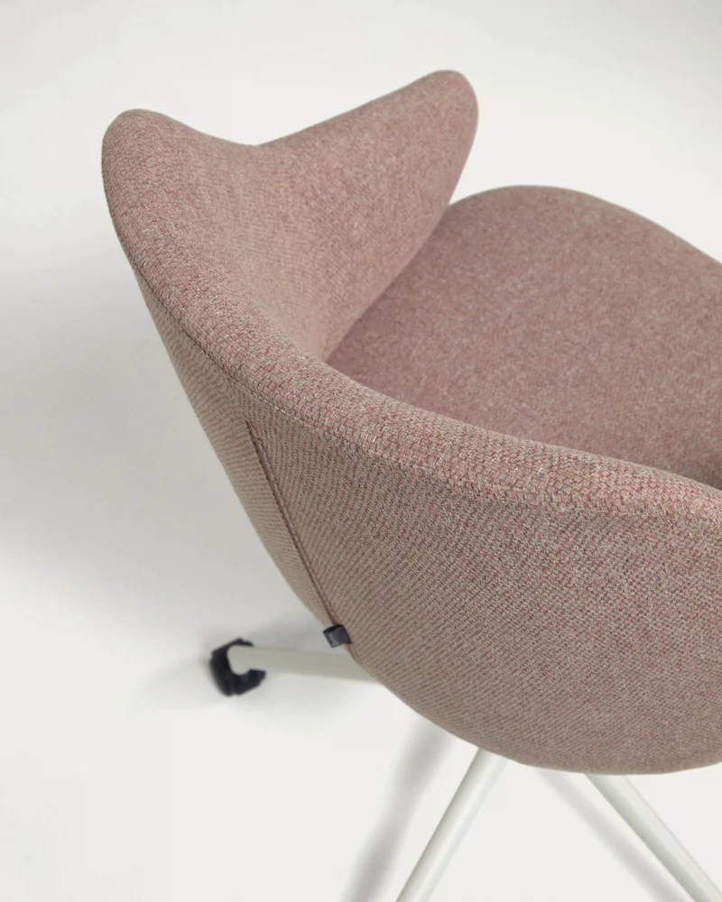 Einara pink office chair and legs made of steel in matt white