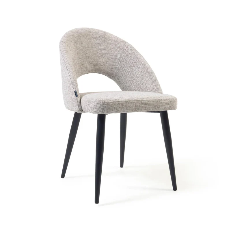 Beige Mael chair with steel legs with black finish