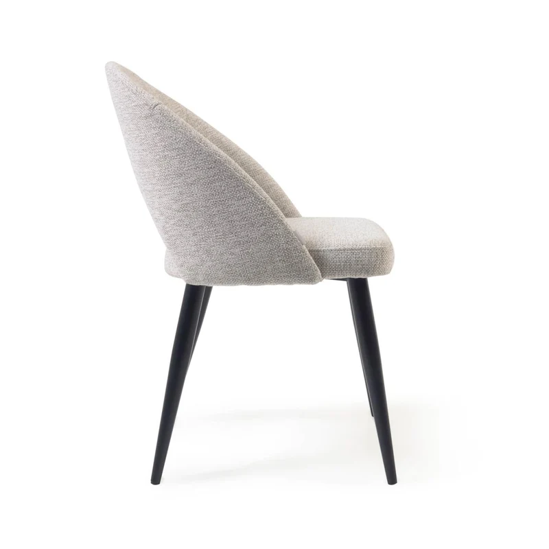 Beige Mael chair with steel legs with black finish