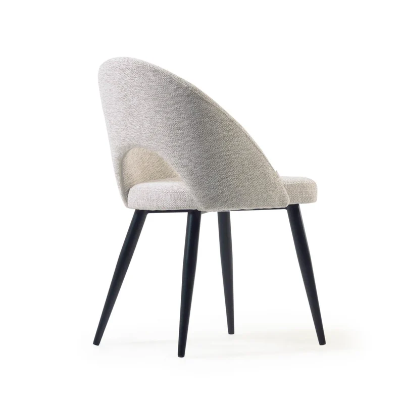 Beige Mael chair with steel legs with black finish