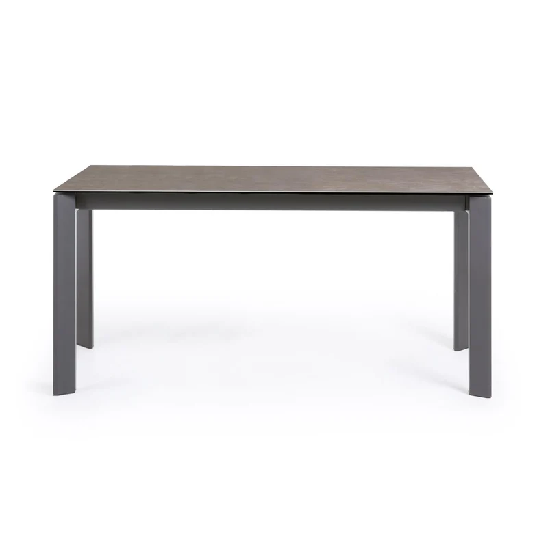 Axis extendable ceramic table in Vulcano Ceniza finish, anthracite steel legs 160 (220)cm