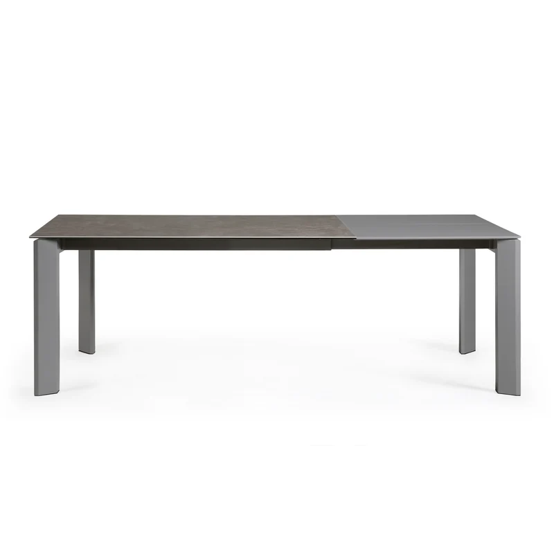 Axis extendable ceramic table in Vulcano Ceniza finish, anthracite steel legs 160 (220)cm