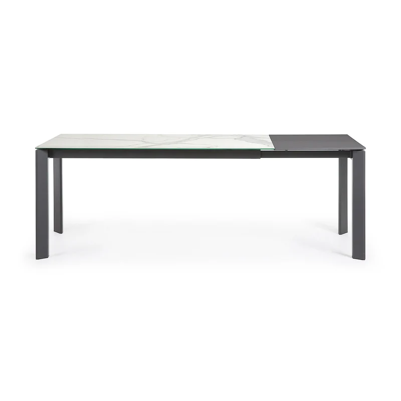 Axis porcelain extendable table in White Kalos finish with anthracite legs 160 (220) cm
