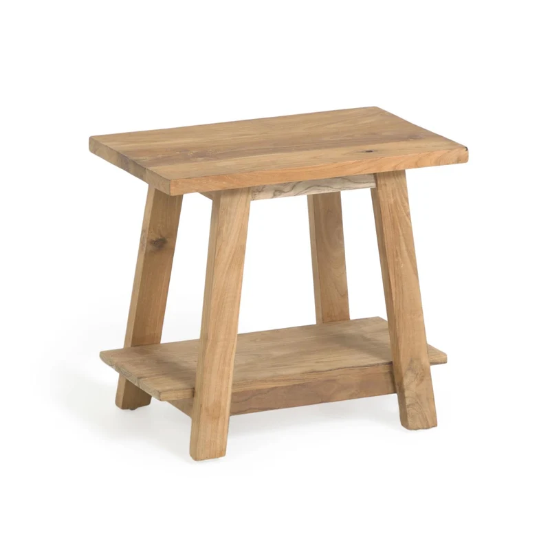Safara solid recycled teak footstool 50 x 32 cm