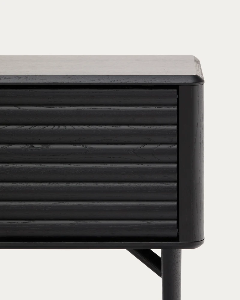 Lenon TV cabinet, 2 doors in solid wood and black oak veneer 200x57 cm FSC Mix Credit