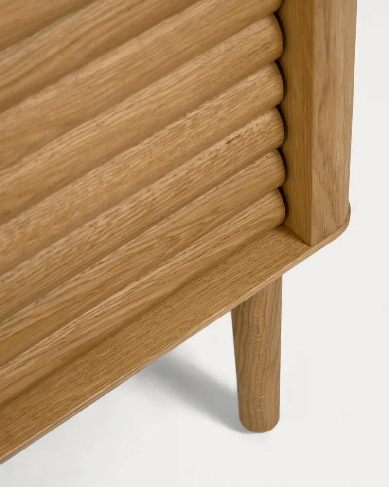 Lenon oak wood and veneer sideboard with 2 doors & 3 drawers, 155 x 86 cm FSC MIX Credit